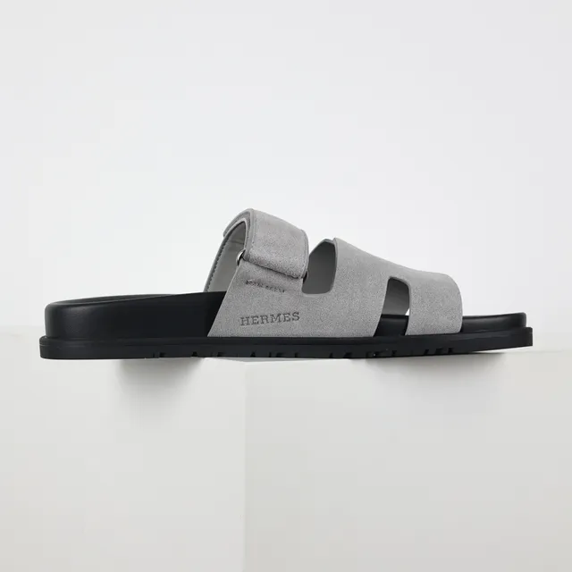 Gray Suede-Like Double-Strap Flat Sole Casual Sandals 7