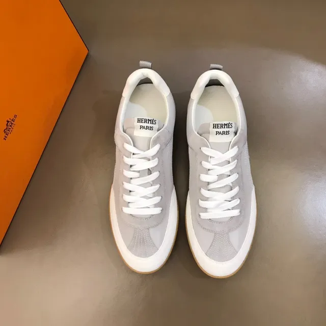 Gray White Low-Top Lace-Up Sneakers 9