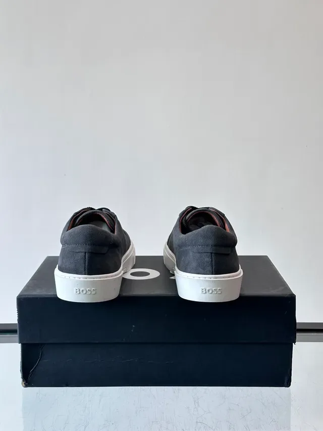 Gray White Suede Upper Embossed Monogram Sneakers 3