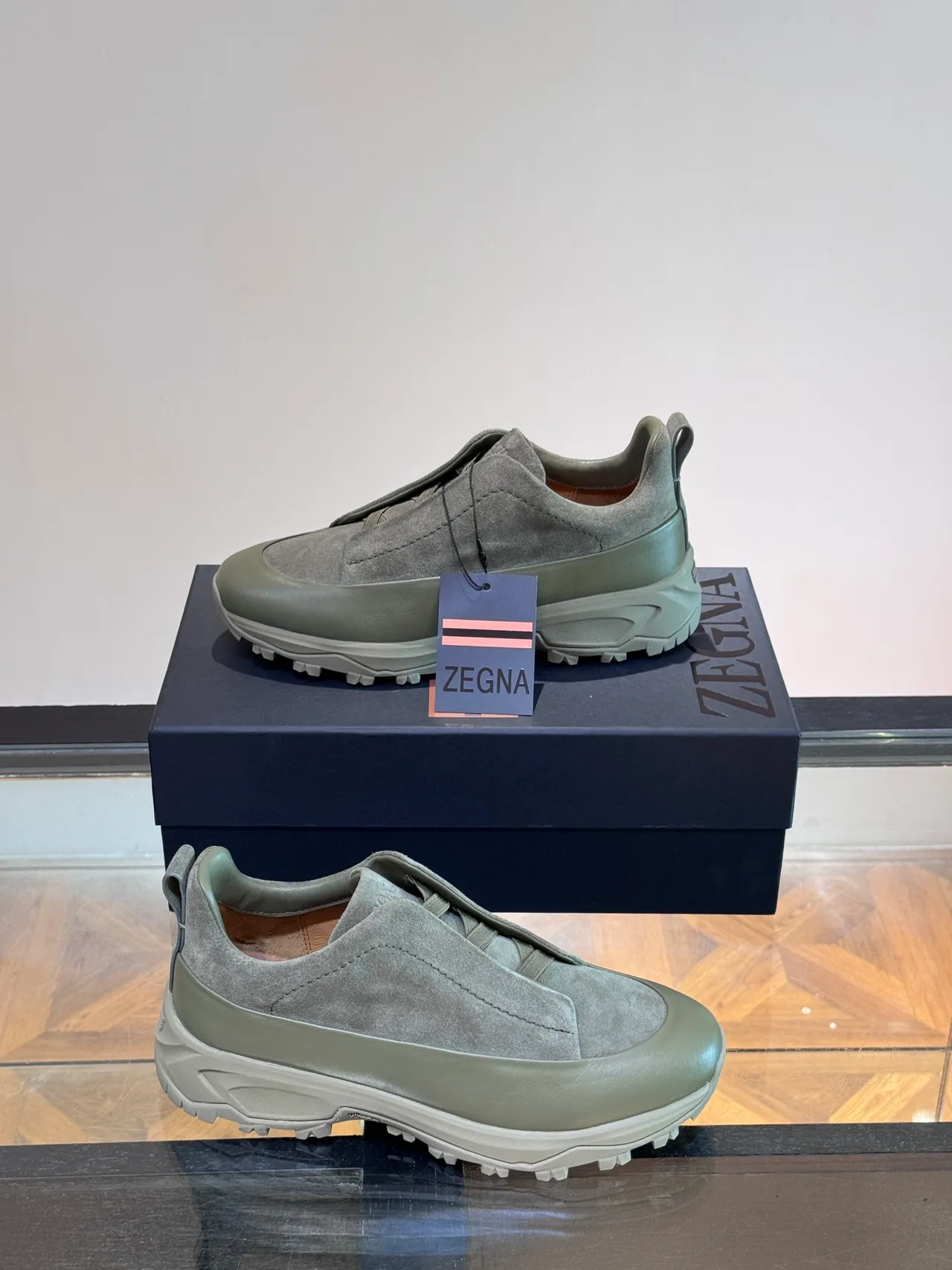 Green Beige Slip-On Suede Upper Lifestyle Sneakers 4
