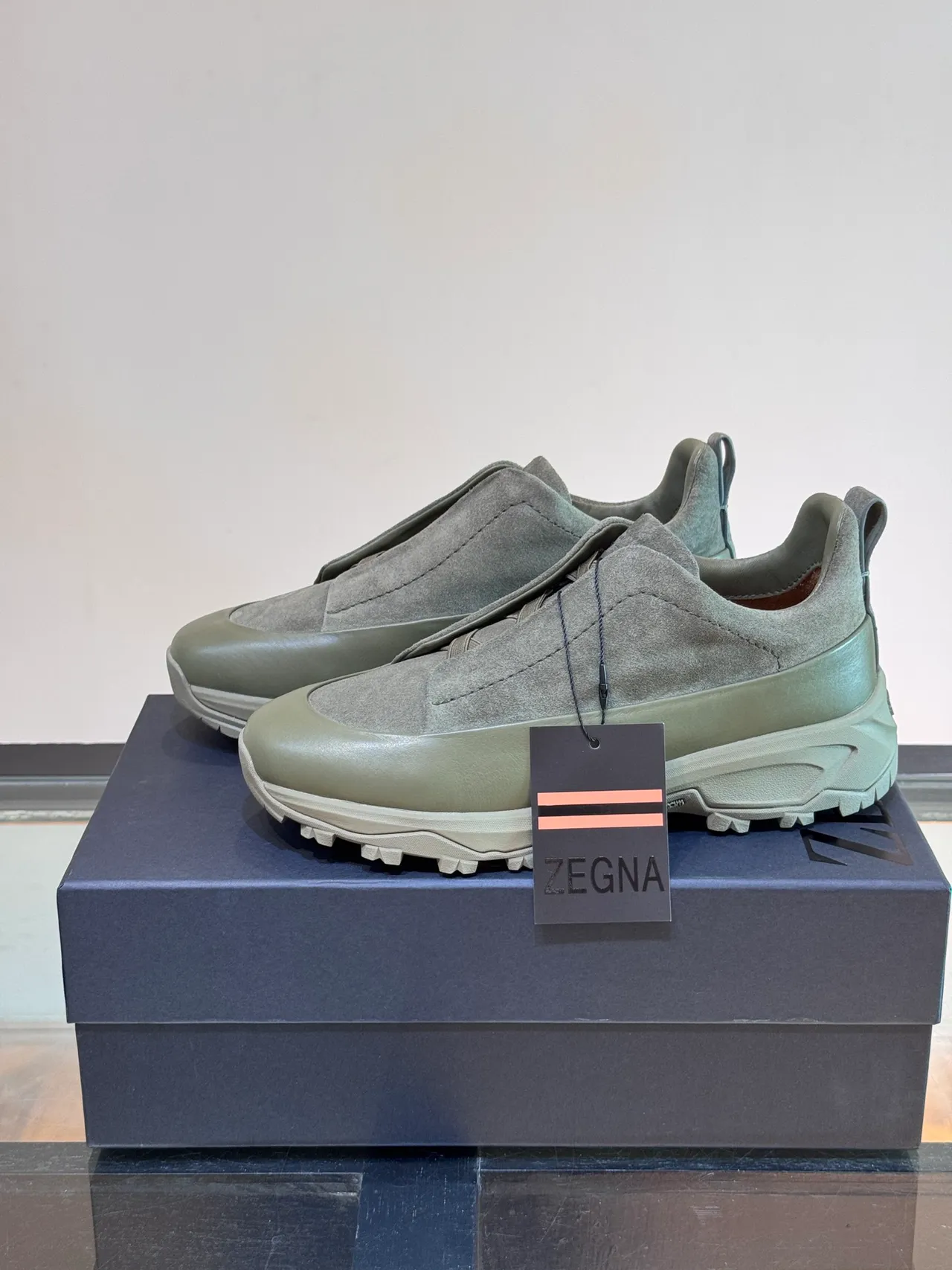 Green Beige Slip-On Suede Upper Lifestyle Sneakers 5