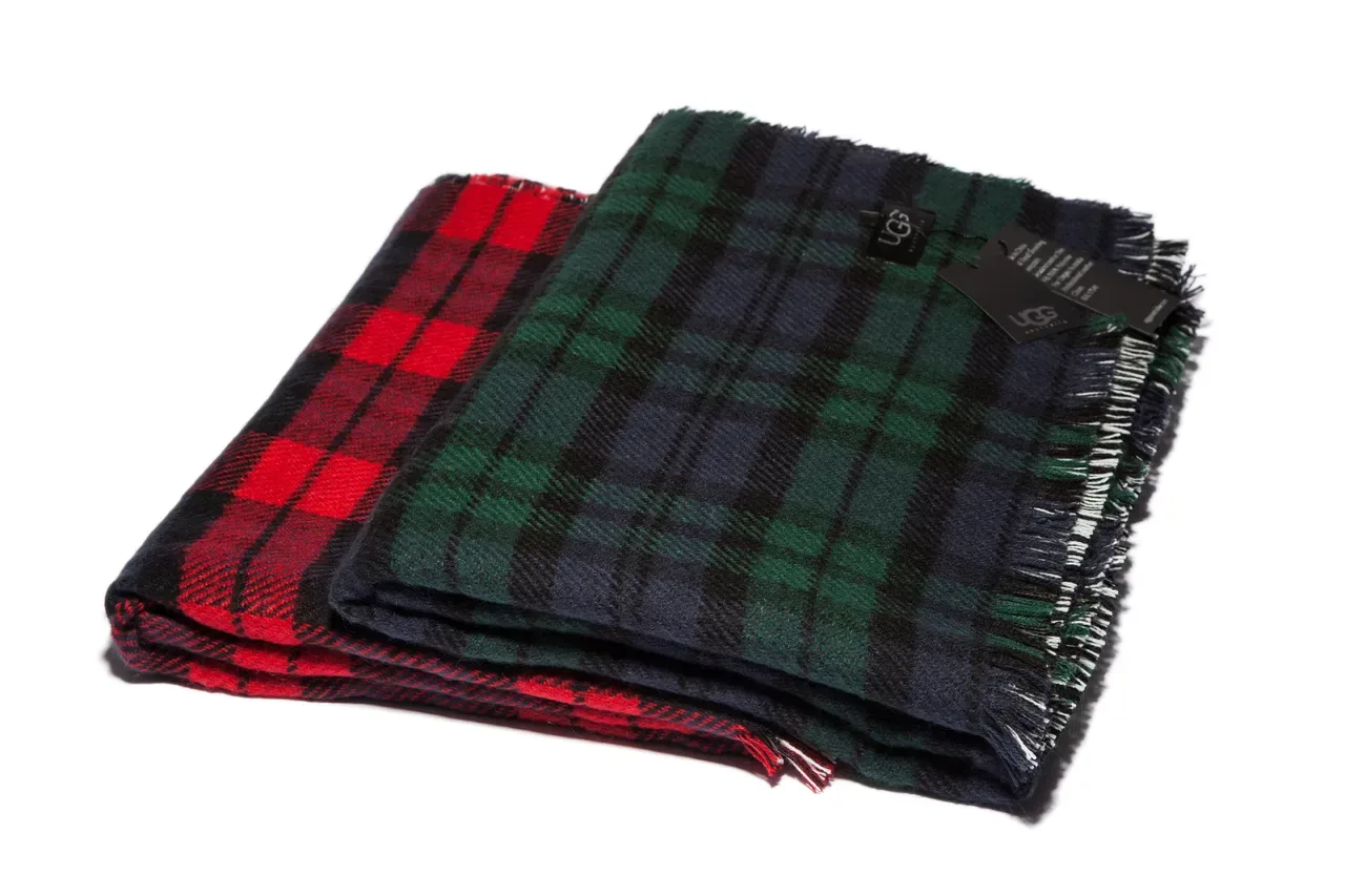 Green Black Plaid Pattern Wool-Like Texture Scarve 4