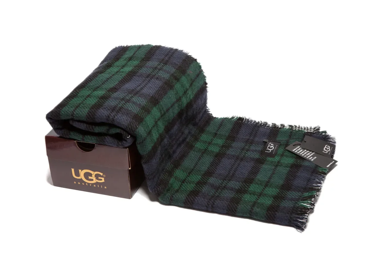 Green Black Plaid Pattern Wool-Like Texture Scarve 6