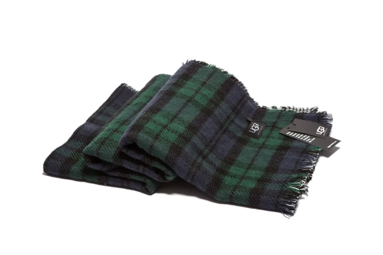 Green Black Plaid Pattern Wool-Like Texture Scarve 7