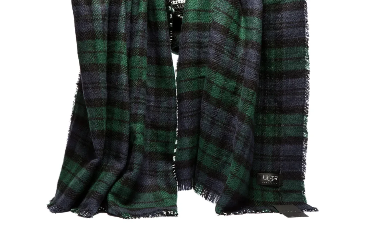 Green Black Plaid Pattern Wool-Like Texture Scarve 9