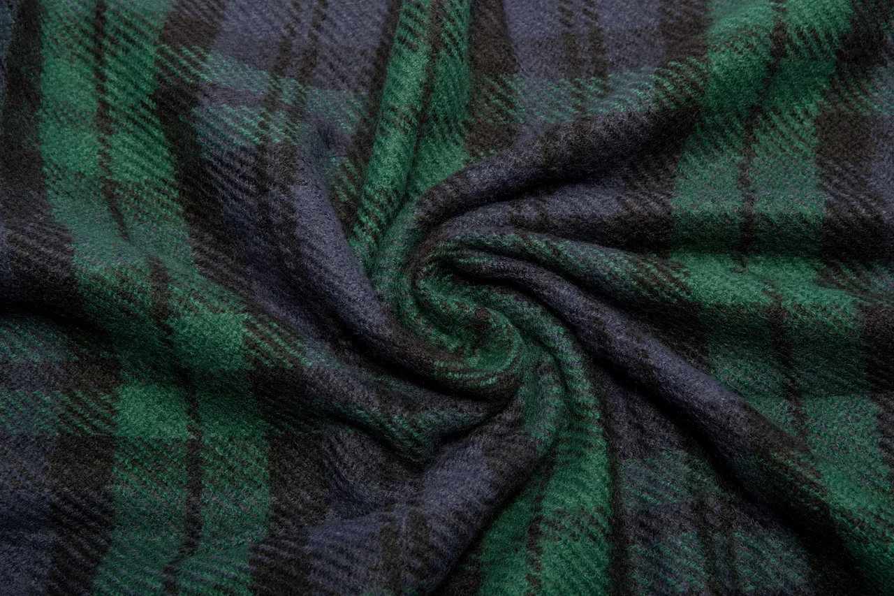 Green Black Plaid Pattern Wool-Like Texture Scarve 12