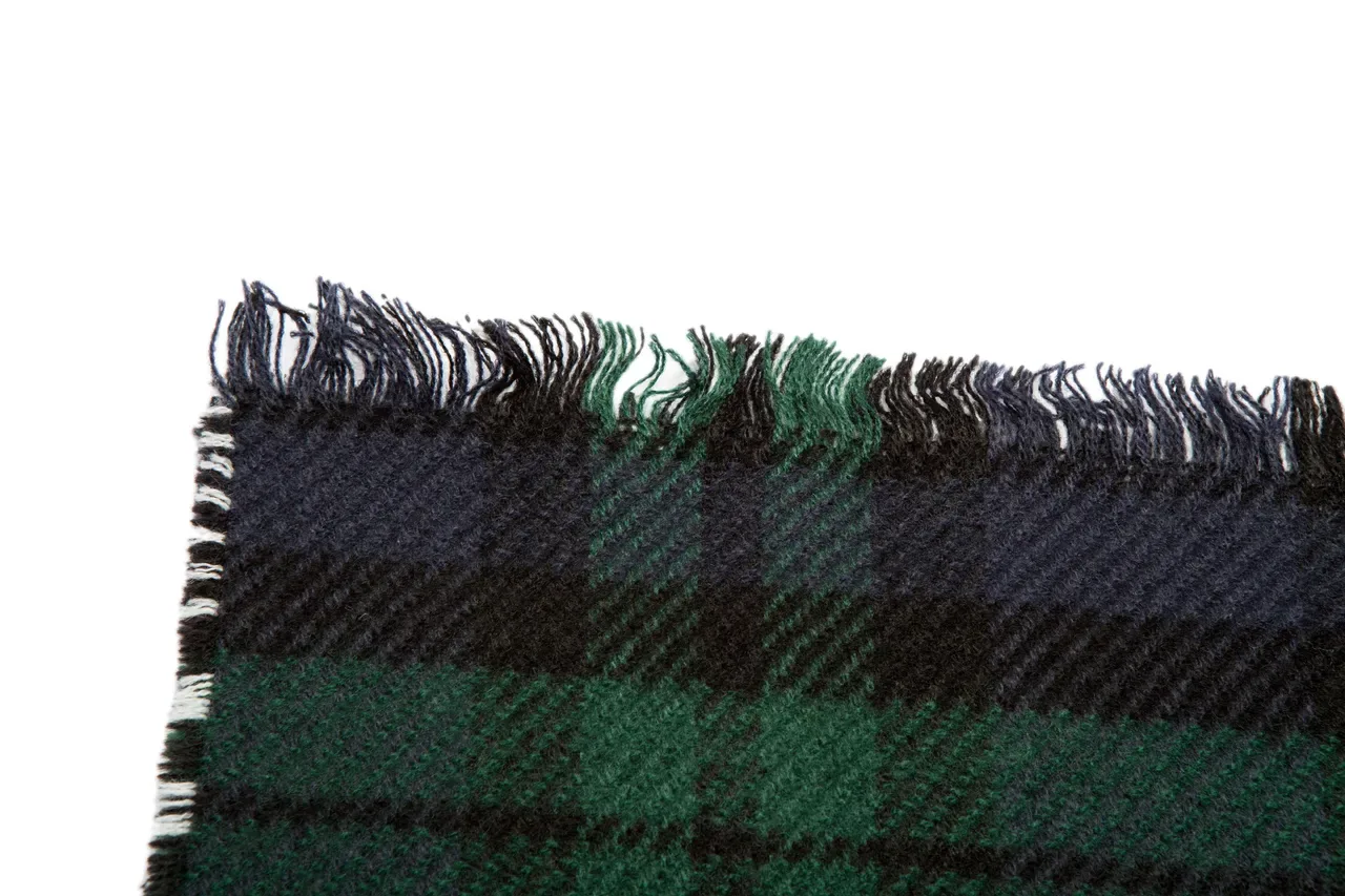 Green Black Plaid Pattern Wool-Like Texture Scarve 13