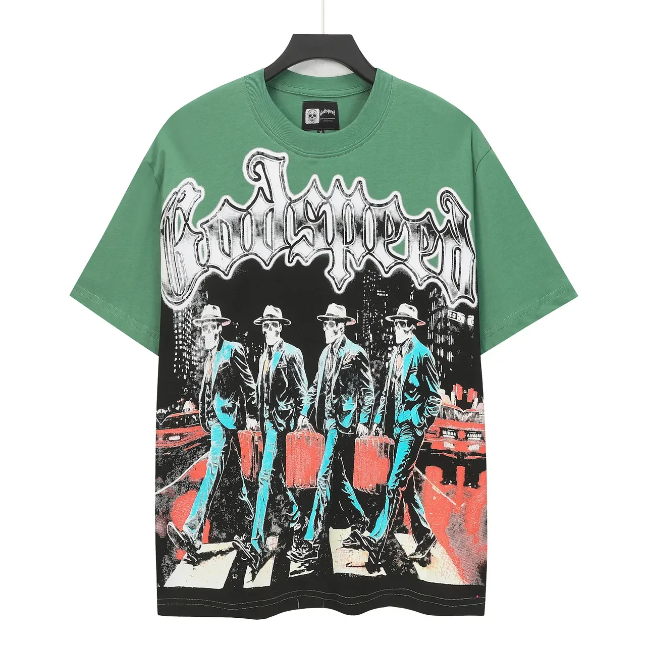 Green Oversized Double-Sided Graphic Print T-Shirt 2