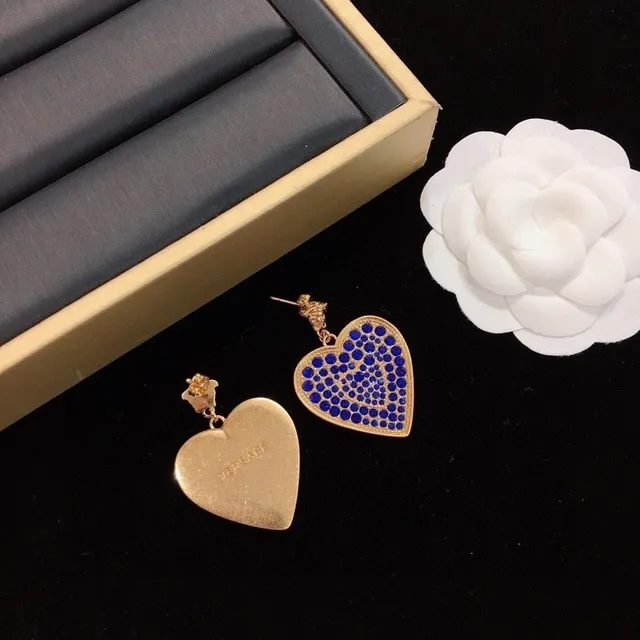Heart-Shaped Pavé Blue Stone Gold-Tone Dangling Earrings 5