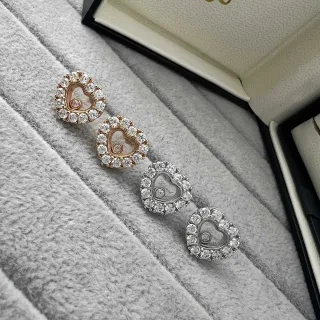 Heart-Shaped Pavé Diamond Open Heart Stud Earrings