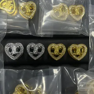 Heart-Shaped Rhinestone-Encrusted Clip-On Earrings