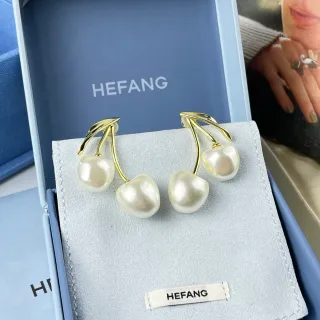 HEFANG Cherry Pearl Drop Earrings