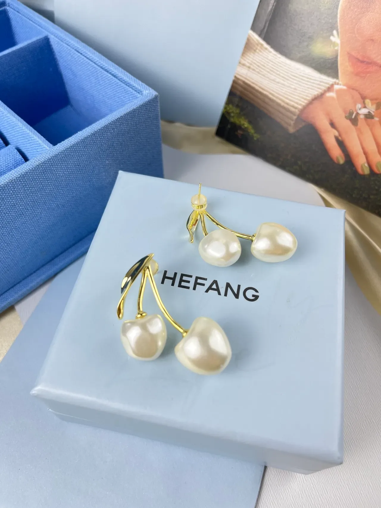 HEFANG Cherry Pearl Drop Earrings 7