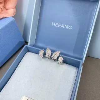 HEFANG Leaf Pavé Stud Earrings