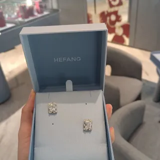 HEFANG Rectangular Halo Stud Earrings