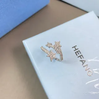 HEFANG نمط نجمي Pavé-Set خاتم مفتوح