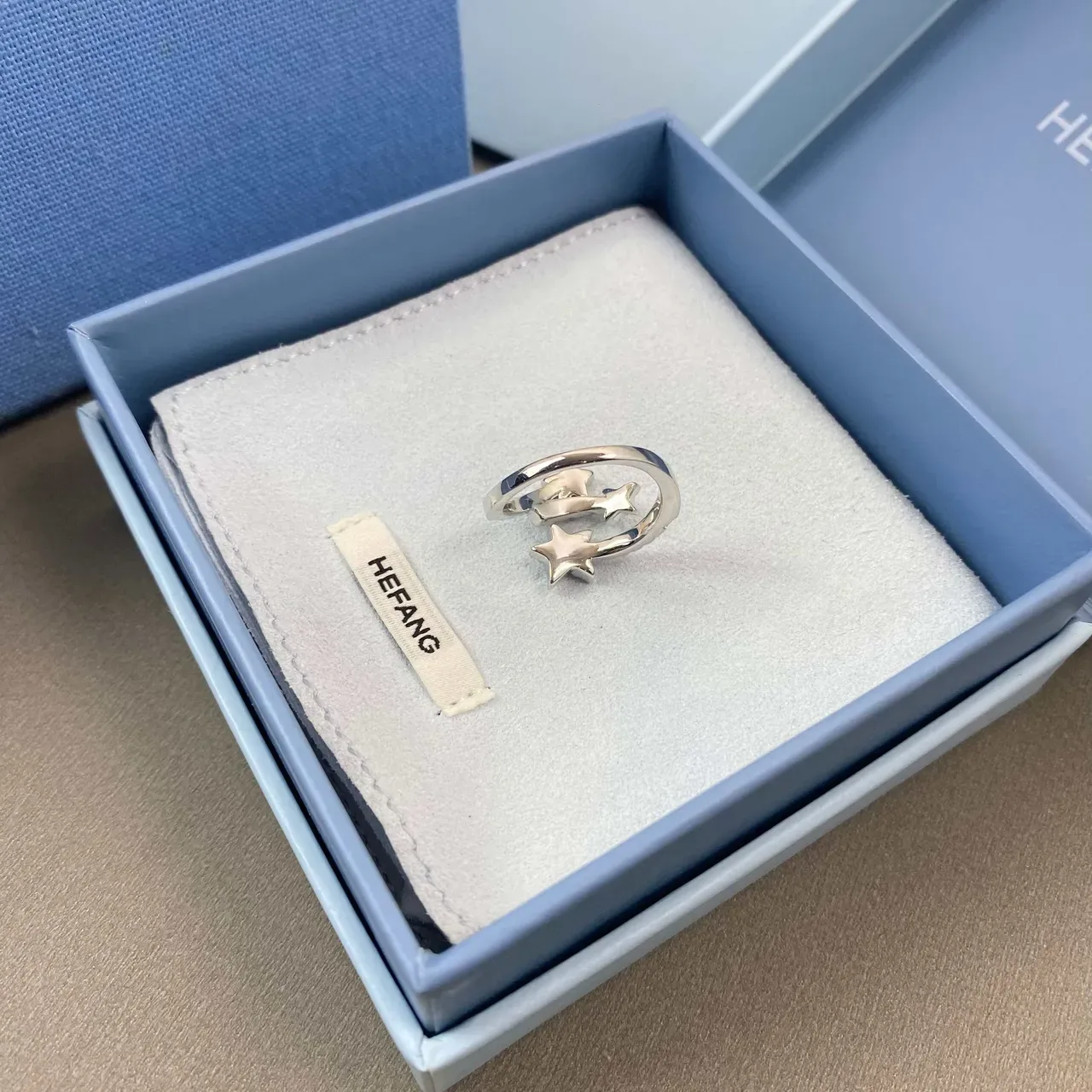 HEFANG Star Motif Pavé-Set Open Ring 6