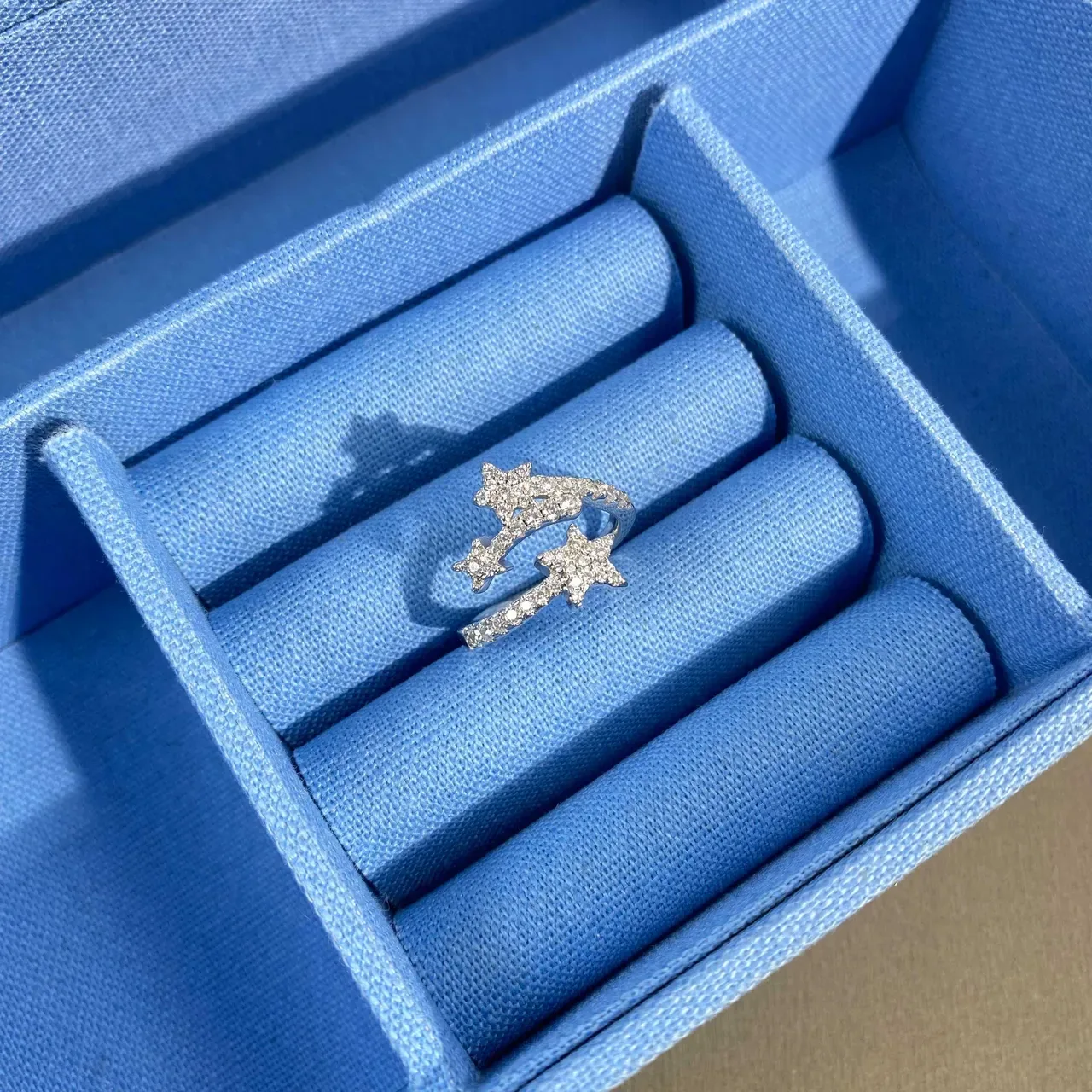 HEFANG Star Motif Pavé-Set Open Ring 8