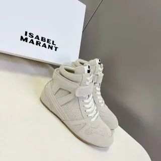 Isabel Marant حذاء رياضي بيج من السويدي high-top lifestyle