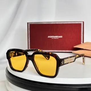 Jacques Marie Mage Angular Geometric Tortoiseshell Yellow Lens Sunglasses