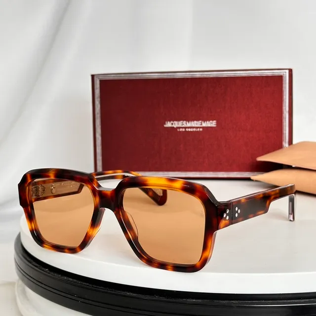 Jacques Marie Mage Angular Geometric Tortoiseshell Yellow Lens Sunglasses 4