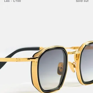 John Dalia Leo C100 Gold and Black Geometric Sunglasses