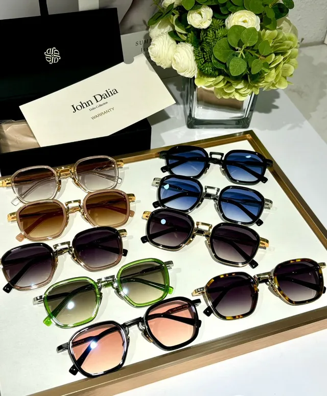 John Dalia Leo C100 Gold and Black Geometric Sunglasses 2