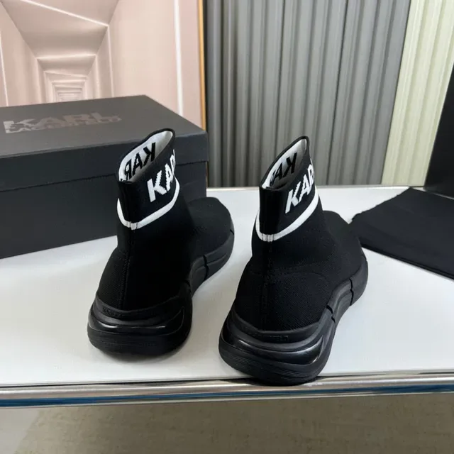 KARL Noir Blanc Chaussures Lifestyle Ajustement Chaussette Tricot Logo Ourlet Cheville 6