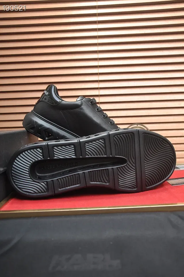 Karl Lagerfeld Black Leather Rose Logo Lifestyle Sneakers 2