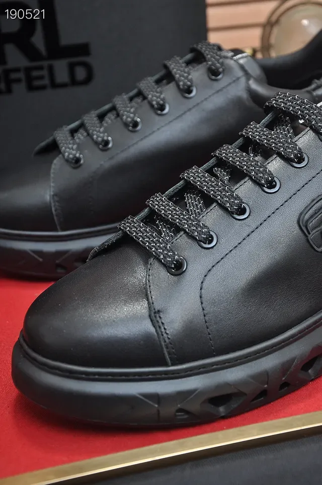 Karl Lagerfeld Black Leather Rose Logo Lifestyle Sneakers 4