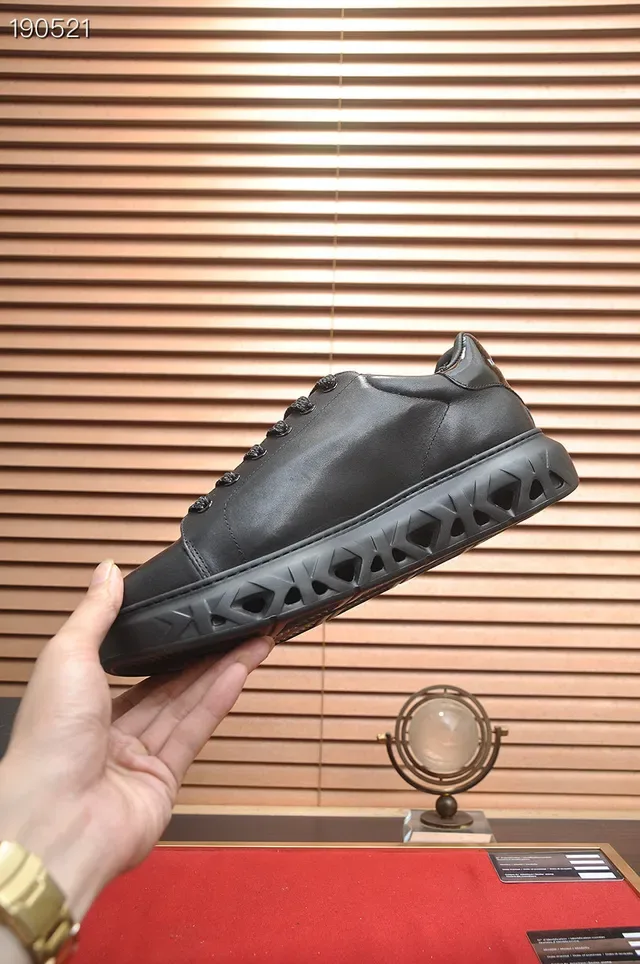 Karl Lagerfeld Black Leather Rose Logo Lifestyle Sneakers 5