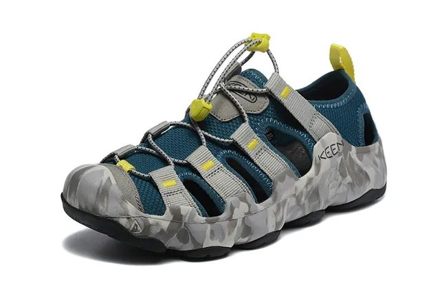 KEEN Black Blue Multi-Strap Adjustable Lace-Lock Casual Sandals 21