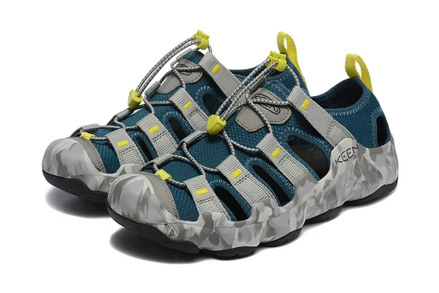 KEEN Black Blue Multi-Strap Adjustable Lace-Lock Casual Sandals 24