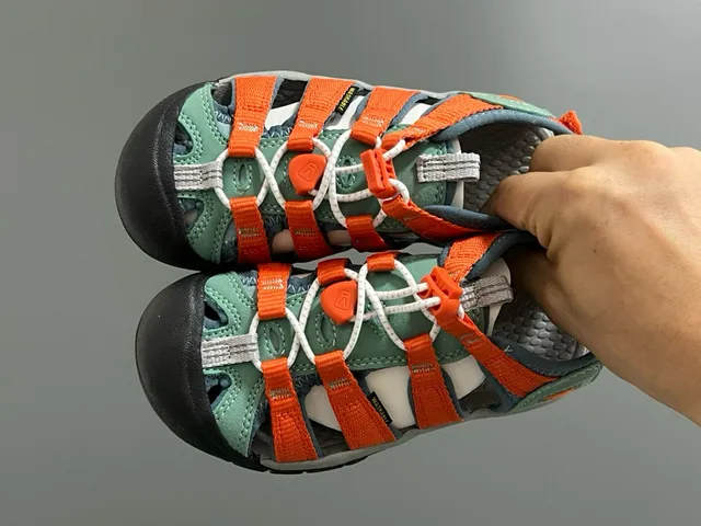 KEEN Blue Green Adjustable Hook-and-Loop Straps Rubber Toe Bumper Casual Sandals 3