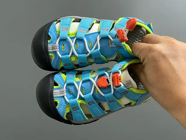KEEN Blue Green Adjustable Hook-and-Loop Straps Rubber Toe Bumper Casual Sandals 12