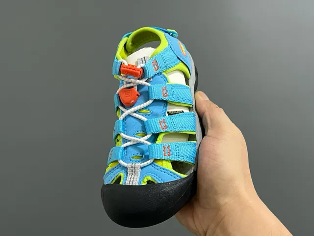 KEEN Blue Green Adjustable Hook-and-Loop Straps Rubber Toe Bumper Casual Sandals 14