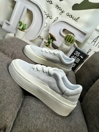 labcourt Pink White Platform Sole Low-Top Lace-Up Lifestyle Sneakers 7