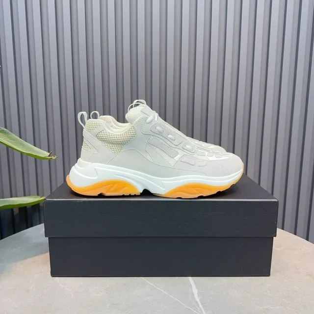 Light Gray and Orange Chunky Sneakers 8