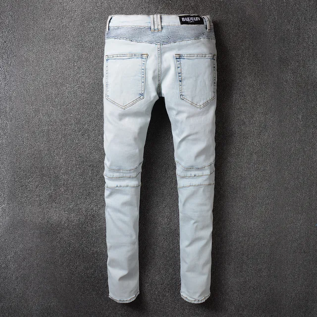 Light-Wash Moto-Panel Slim Fit Jeans 9