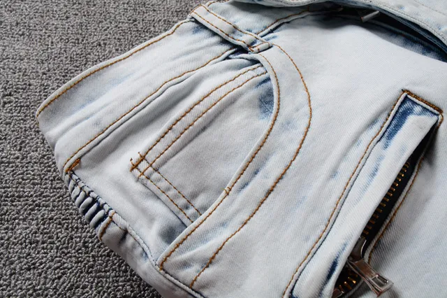 Light-Wash Moto-Panel Slim Fit Jeans 12