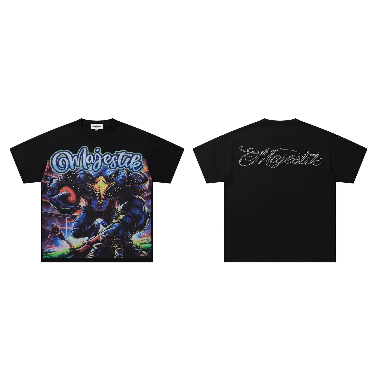 Majestik Graphic Eagle Mascot Black T-Shirt 2