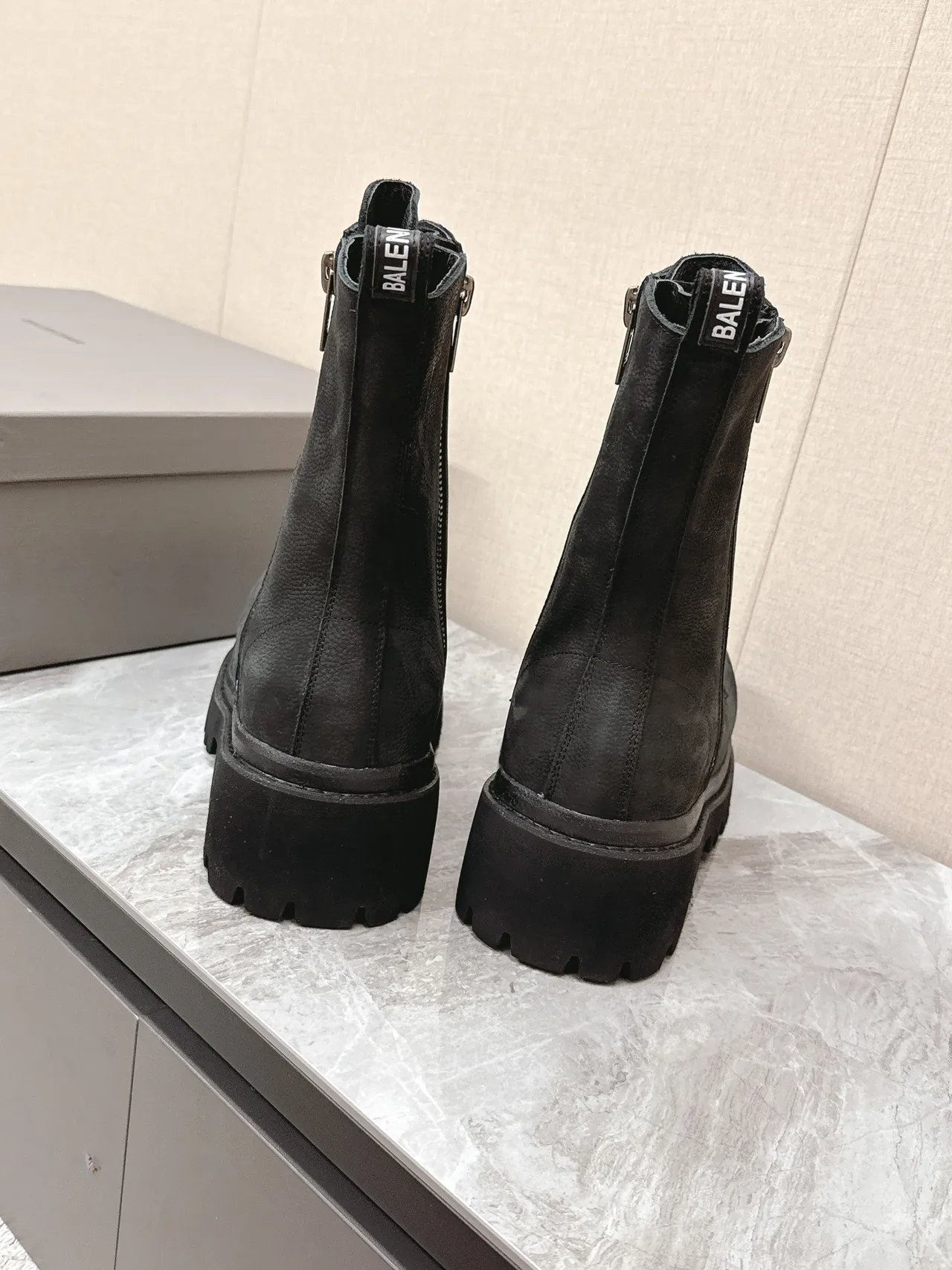 Matte Black Lace-Up Side-Zip Ankle Boots 4