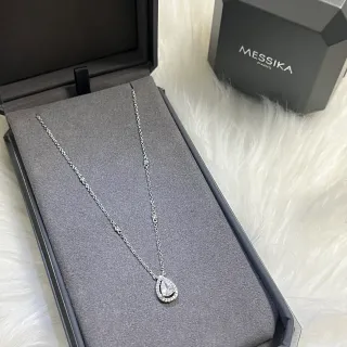 Messika Plata Blanca Colgante de Lágrima Configuración Halo Collar