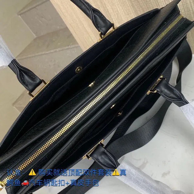 Montblanc أسود ذهبي جلد حبيبات أدوات معدنية بوسطن حقيبة 3