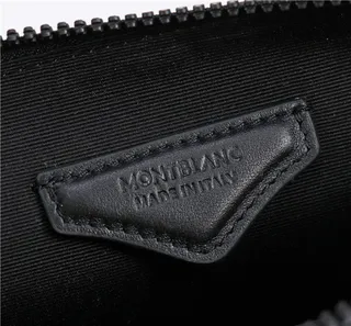 Montblanc Correa Negra Estructurada Rectangular Silueta Tejido Canasta Tonal Embossing 3