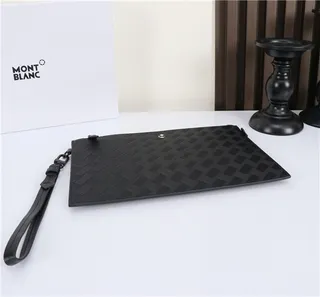 Montblanc Correa Negra Estructurada Rectangular Silueta Tejido Canasta Tonal Embossing 4