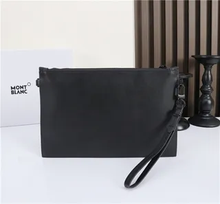Montblanc Correa Negra Estructurada Rectangular Silueta Tejido Canasta Tonal Embossing 5