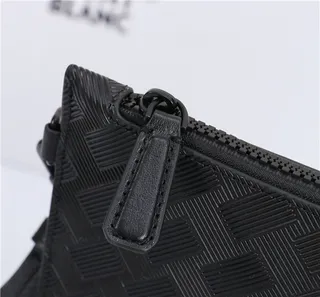 Montblanc Correa Negra Estructurada Rectangular Silueta Tejido Canasta Tonal Embossing 8