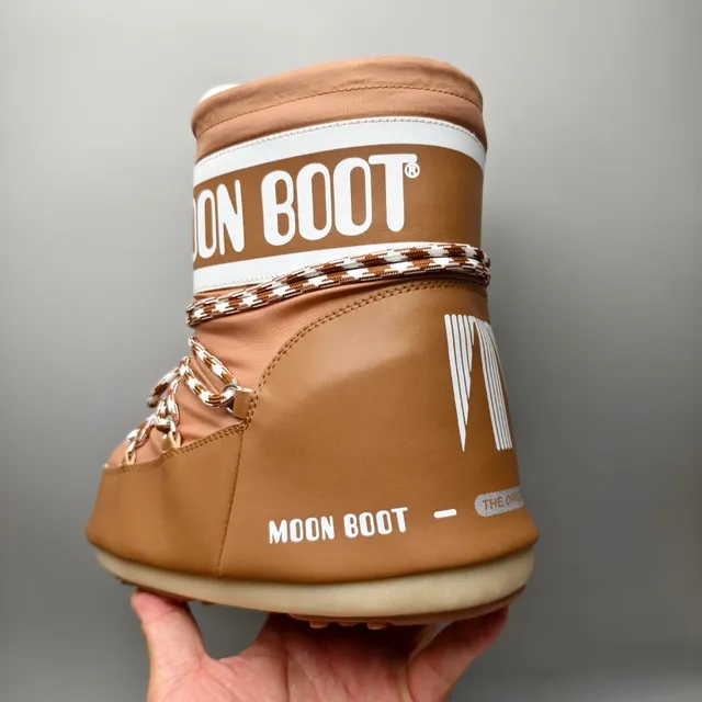 Moon Boot 经典棕色千鸟纹系带雪靴 4