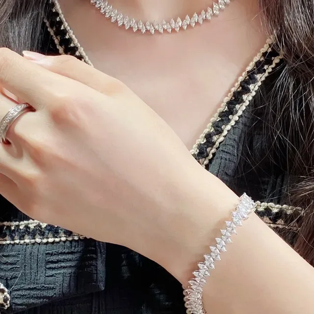 Multi-Row Marquise-Cut Pavé Necklace 8